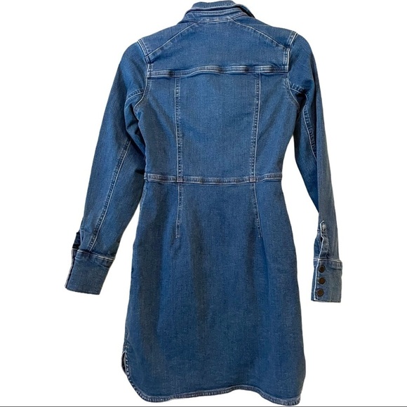 Free People Bo Long Sleeve Denim Mini Dress Button Front Size XS - Picture 7 of 16